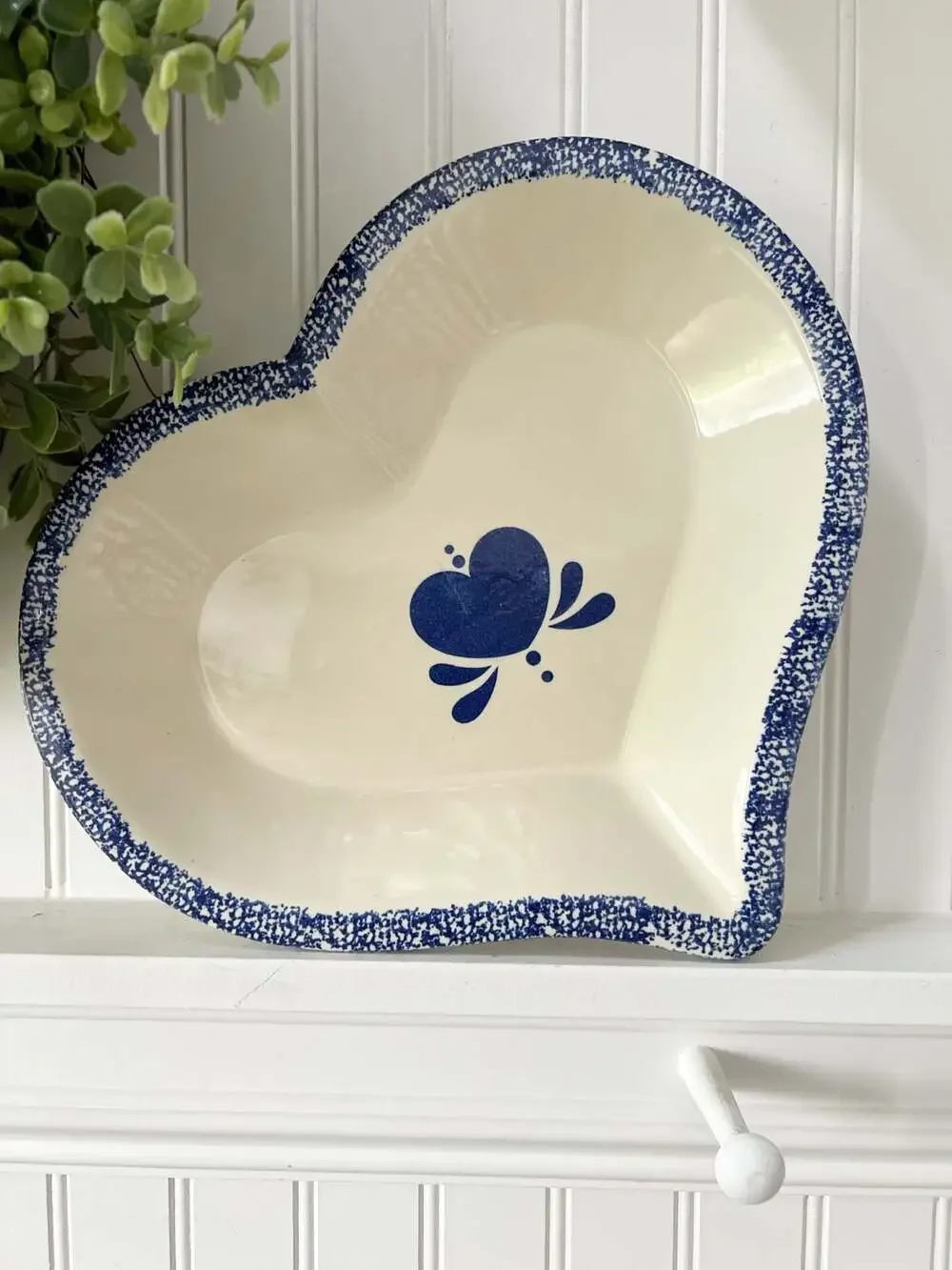 Vintage Heart Shaped Stoneware Dish for Farmhouse Cottagecore Plate Wall Decor
